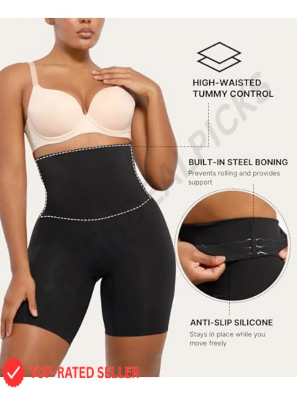 High-Waisted Tummy Control Shapewear Shorts Butt Lifter Seamless Smoothing